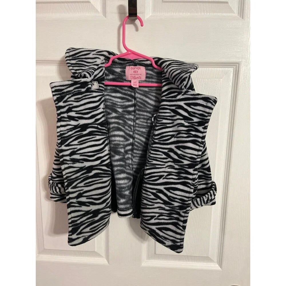 Copper Key Zebra Print Fleece Coat Size 2/3